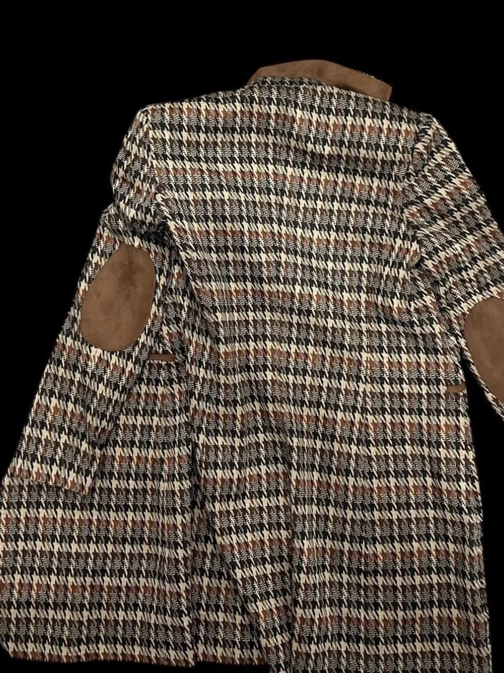Tommy Hilfiger Plaid Houndstooth Blazer w Faux Leather Pocket Trim Size:6 NWOT - Picture 15 of 16